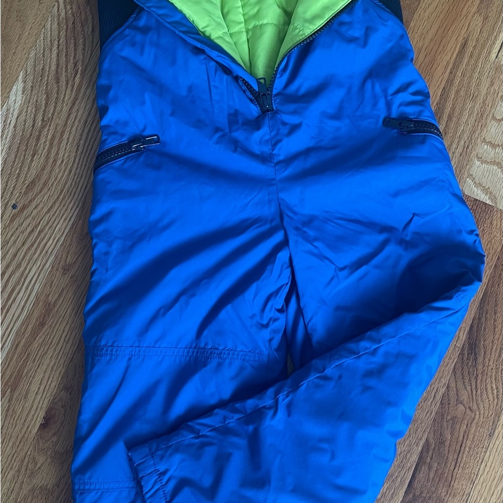 Blue Snow Bib with Green Lining